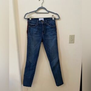 CURRENT ELLIOTT MAROON TUXEDO SUEDE STRIPE ANKLE SKINNY JEANS SIZE 24
